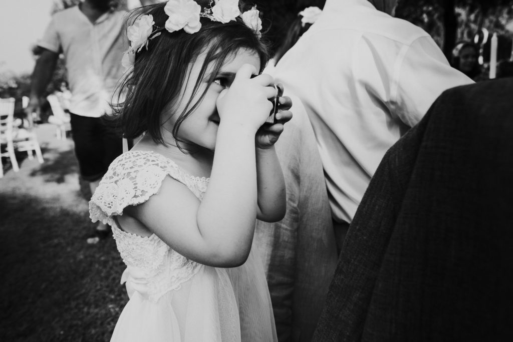 small girl taking photo black and white jerez wedding photographer