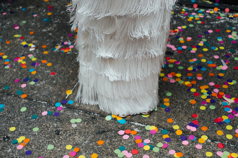 charlie brear skirt with tassels and confetti