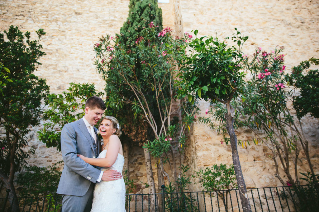 SOL Y MAR CALPE COSTA BLANCA WEDDING PHOTOGRAPHER BRIDE AND GROOM CASTLE WITH PLANTS